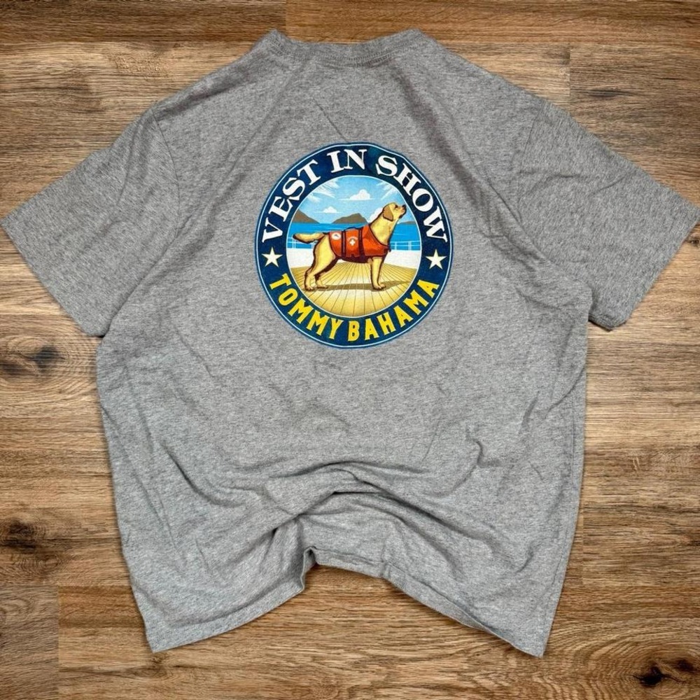 Grey tommy bahama 2000s graphic tee